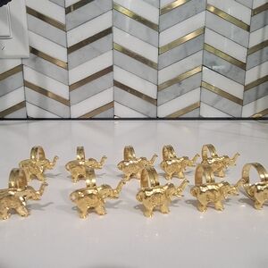 Lot of 10 Gold Color Costume Jewelry Elephant Rings Adjustable Sizing Delta
